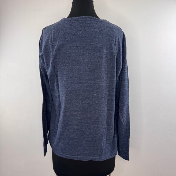 Polo Ralph Lauren Navy Men's T-Shirt V-Neck Long Sleeve Pullover Tee M Medium - Picture 2 of 4